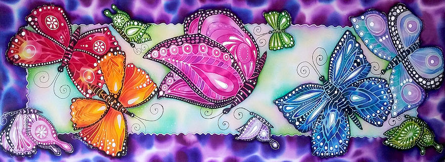 Butterfly Tapestry - Textile - Rainbow butterflies by Joanna Aleksandrova