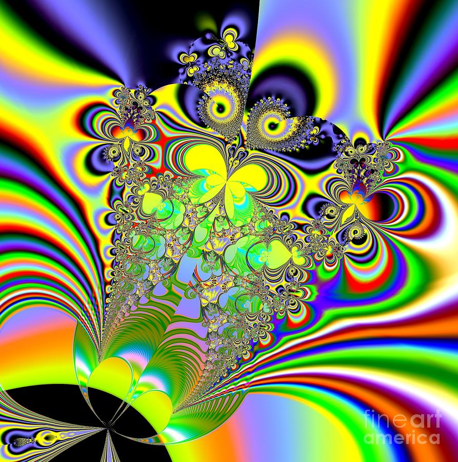 Rainbow Butterfly Bouquet Fractal Abstract Digital Art by Rose Santuci-Sofranko