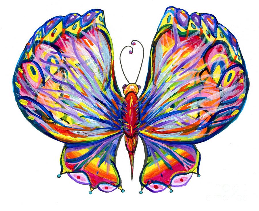 Rainbow Butterfly Illustration Painting by Catherine Gruetzke-Blais