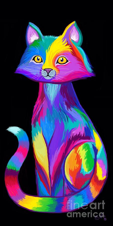 Rainbow Cat Digital Art by Nick Gustafson