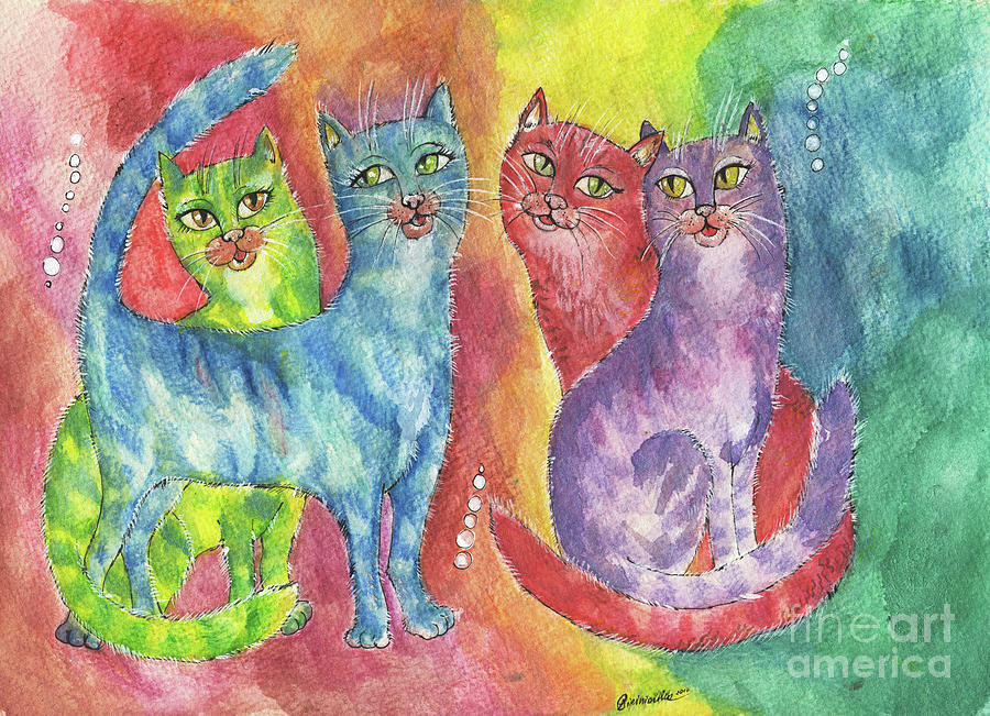 Rainbow cats 2017 06 23 Painting by Ang El
