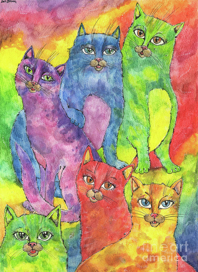 Rainbow cats 2017 07 01 Painting by Ang El