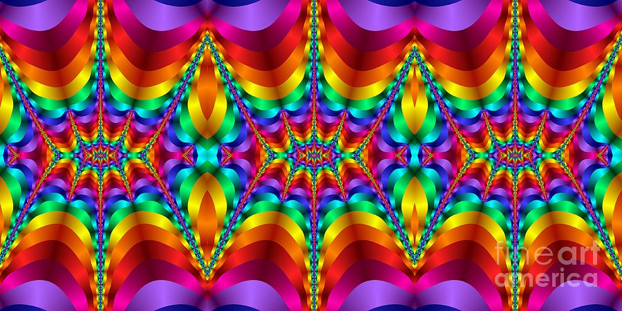 Rainbow Colored Light Waves Heartbeat Fractal Digital Art by Rose Santuci-Sofranko