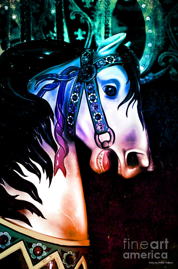 Rainbow colors Carousel Horse Digital Art by Patty Vicknair
