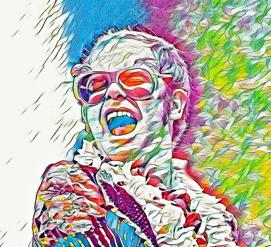Elton John Digital Art - Rainbow Colors Elton John by Pd