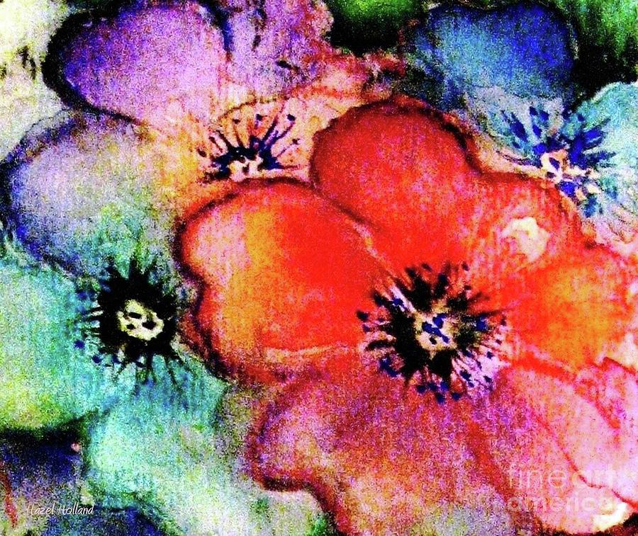 Rainbow Flowers Painting - Rainbow Flowers by Hazel Holland