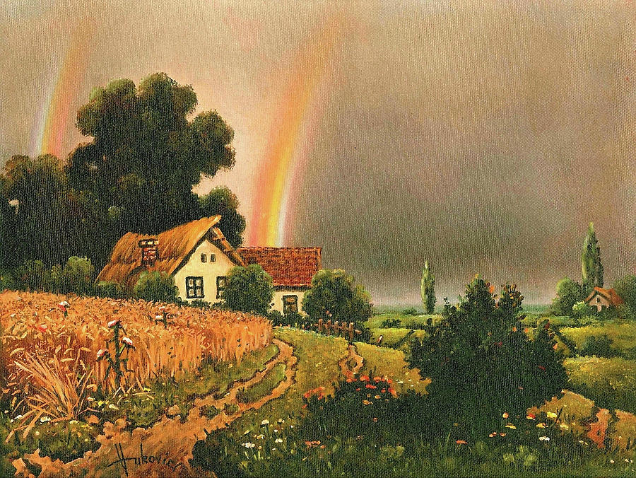 Landscape Painting - Rainbow by Dusan Vukovic