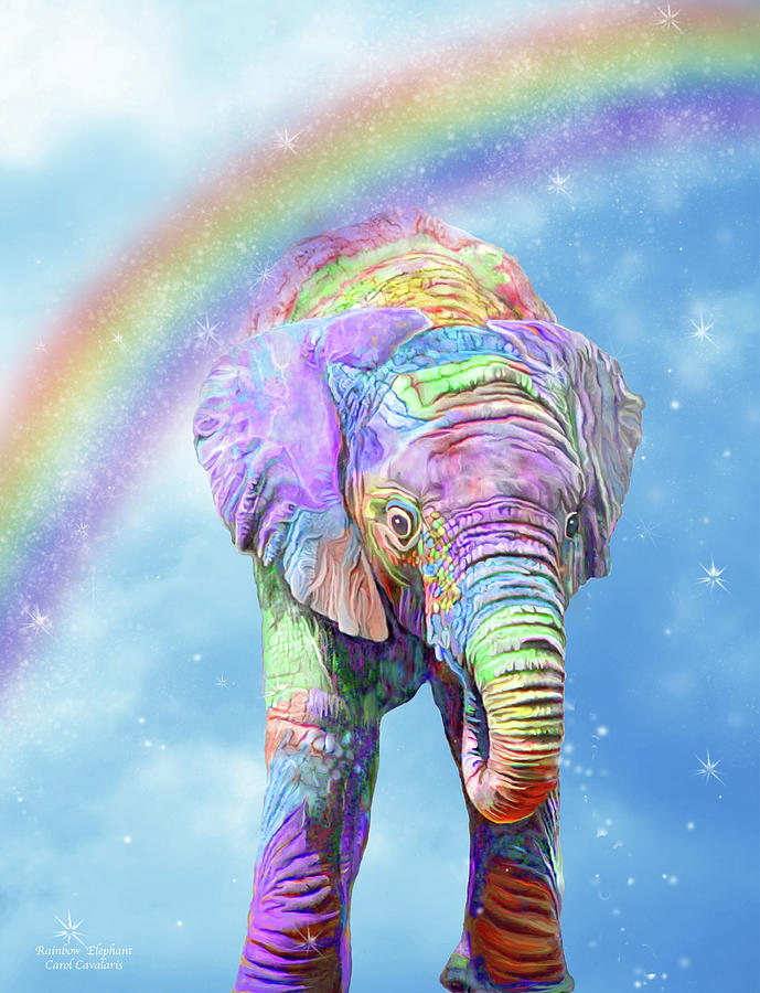 Rainbow Elephant Mixed Media by Carol Cavalaris