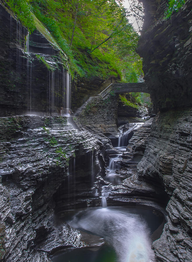 Rainbow Falls and Bridge, Waterfall in New York State Photograph by Ina ...