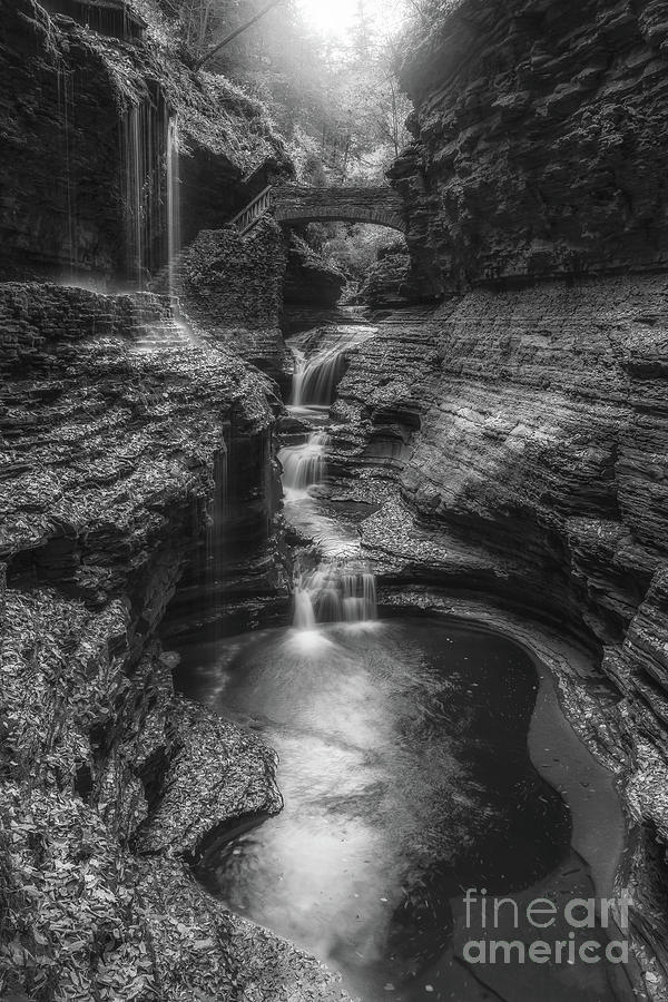 Rainbow Falls Black and White Photograph by Michael Ver Sprill