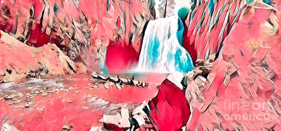 Rainbow Falls in Pink Digital Art by Joe Lach