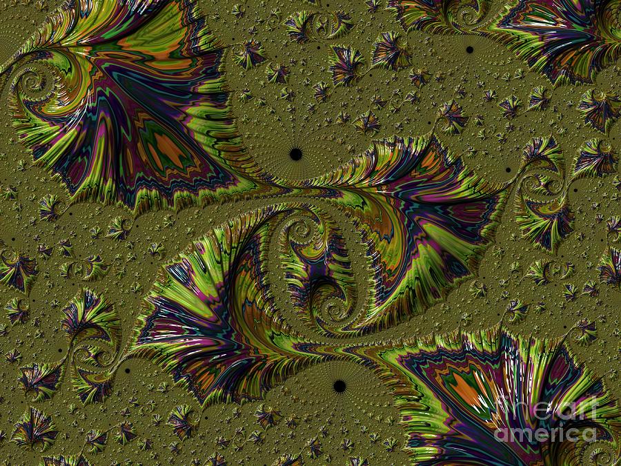 Rainbow Fern Frond Fossils Fractal Abstract Digital Art by Rose Santuci-Sofranko