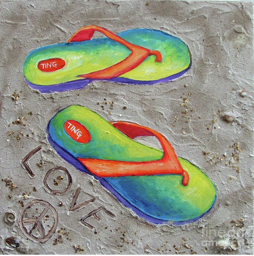 Rainbow Flipflops Painting by Doris Blessington