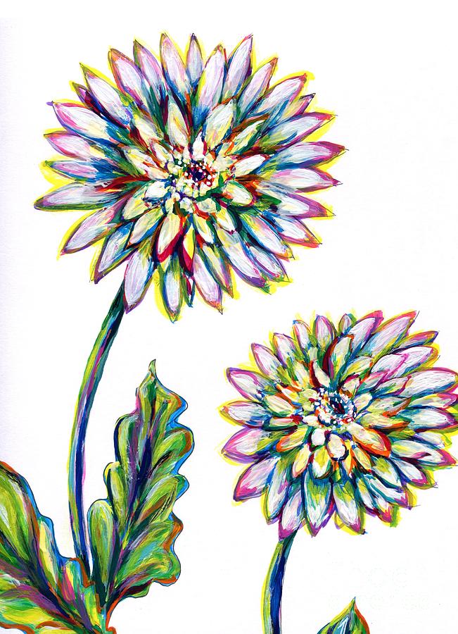Rainbow Flowers Illustration Painting by Catherine Gruetzke-Blais
