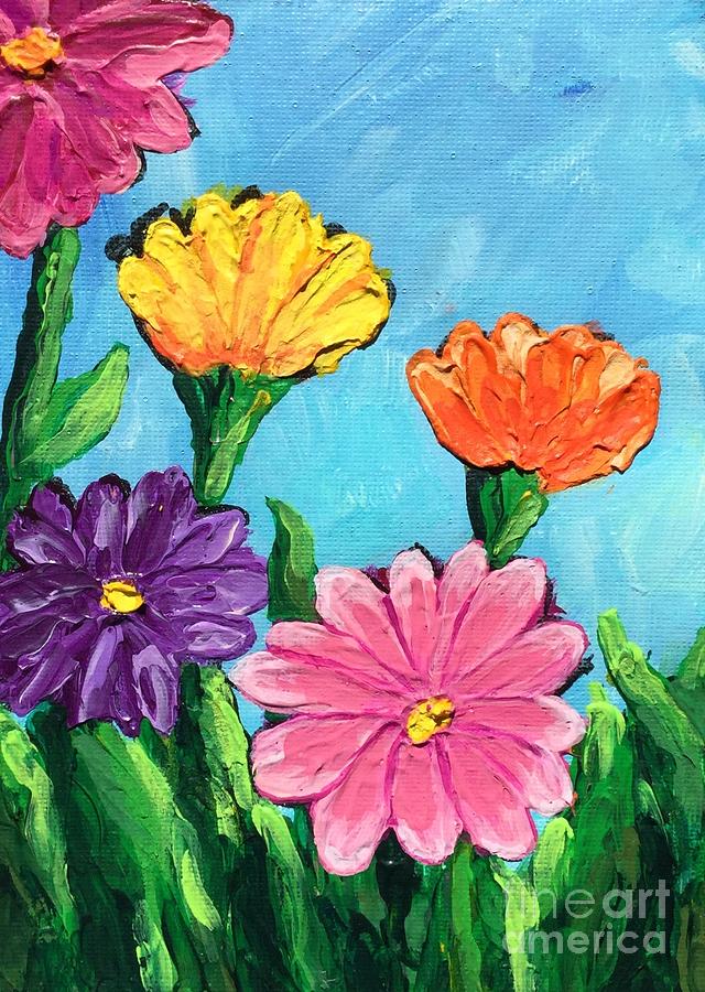 Flower Painting - Rainbow Flowers by Marilyn Healey