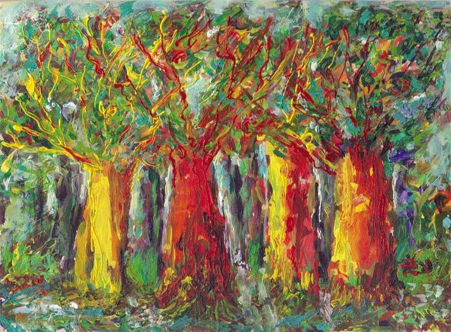 Landscape Painting - Rainbow Forest  by Mary Sedici