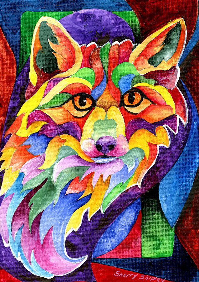 Wildlife Painting - Rainbow Fox by Sherry Shipley