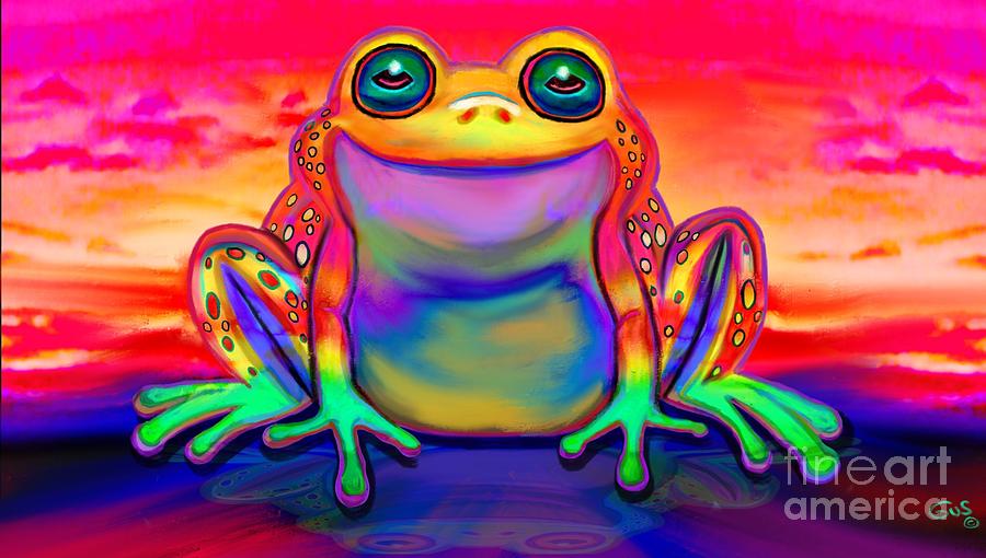 Rainbow Frog Reflections  Drawing by Nick Gustafson
