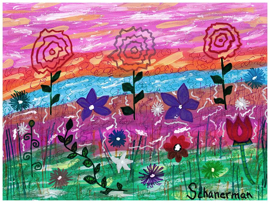Rainbow Garden Painting by Susan Schanerman