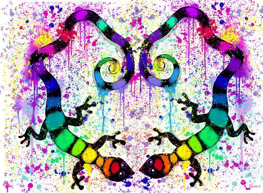 Rainbow Gecko Heart Digital Art by Nick Gustafson