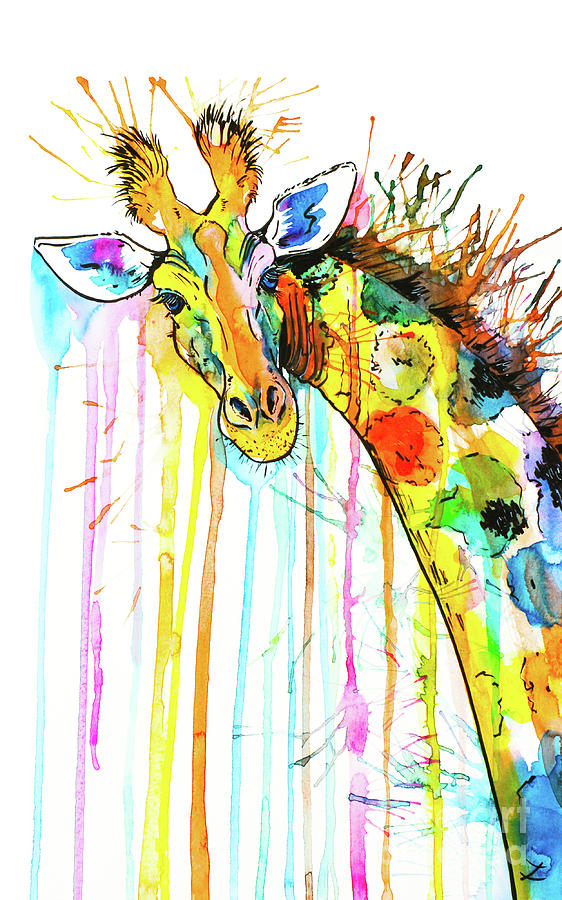Rainbow Giraffe Painting by Zaira Dzhaubaeva