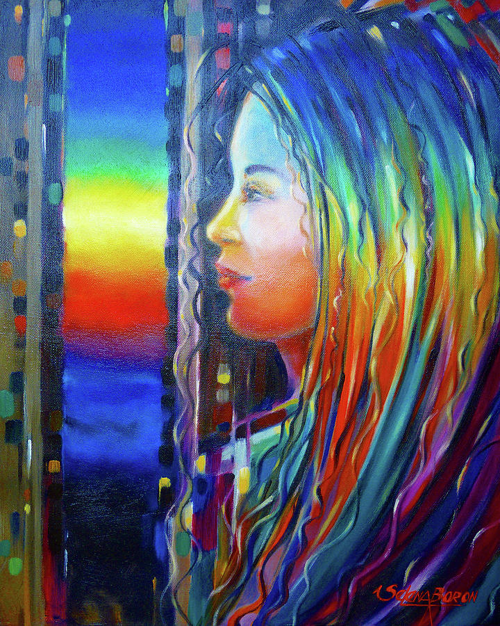 Portrait Painting - Rainbow Girl 241008 #4 by Selena Boron