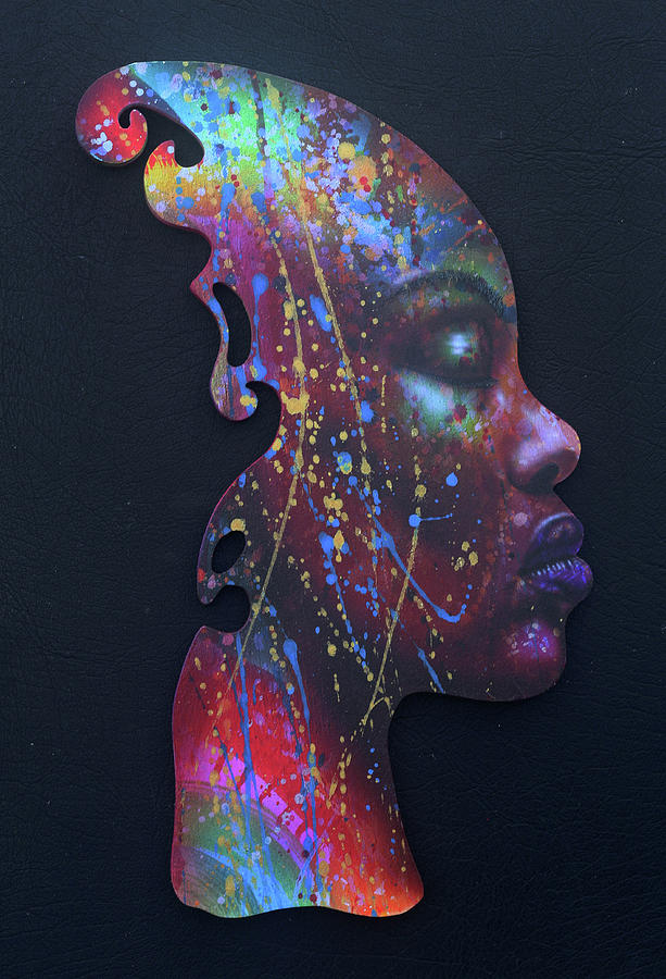 Rainbow Girl on Black Painting by Fred Odle