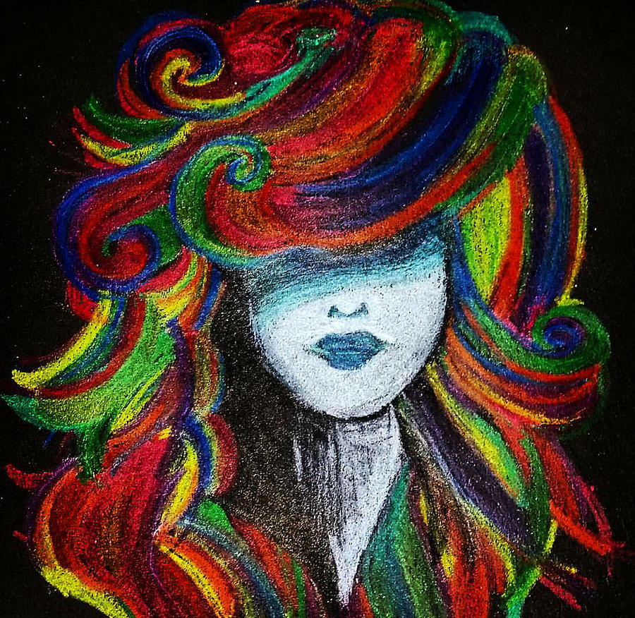 Rainbow Hair Drawing by Rachel Dreste - Pixels