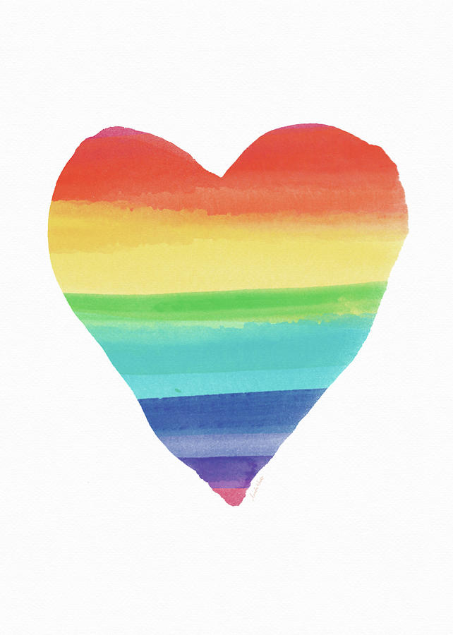 Heart Painting - Rainbow Heart- Art by Linda Woods by Linda Woods