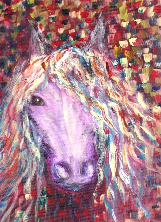 Rainbow Horse Painting - Rainbow Horse  by Mary Sedici