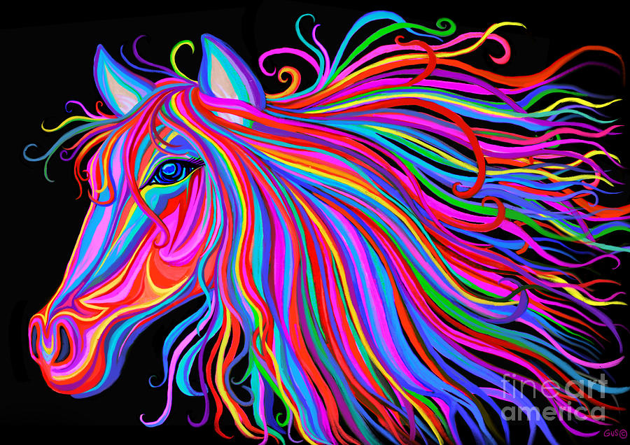 Animal Painting - Rainbow Horse  by Nick Gustafson