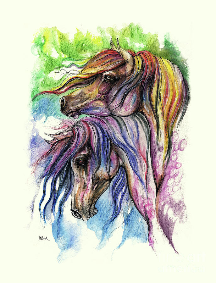 Rainbow Horses 2016 09 08 Painting by Ang El