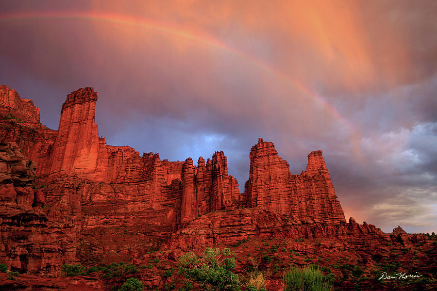 Rainbow in Virga over Fisher Towers Photograph by Dan Norris