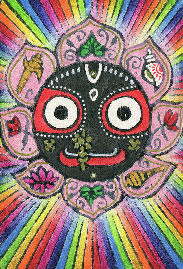 Deity Mixed Media - Rainbow Jagannath by Jennifer Mazzucco