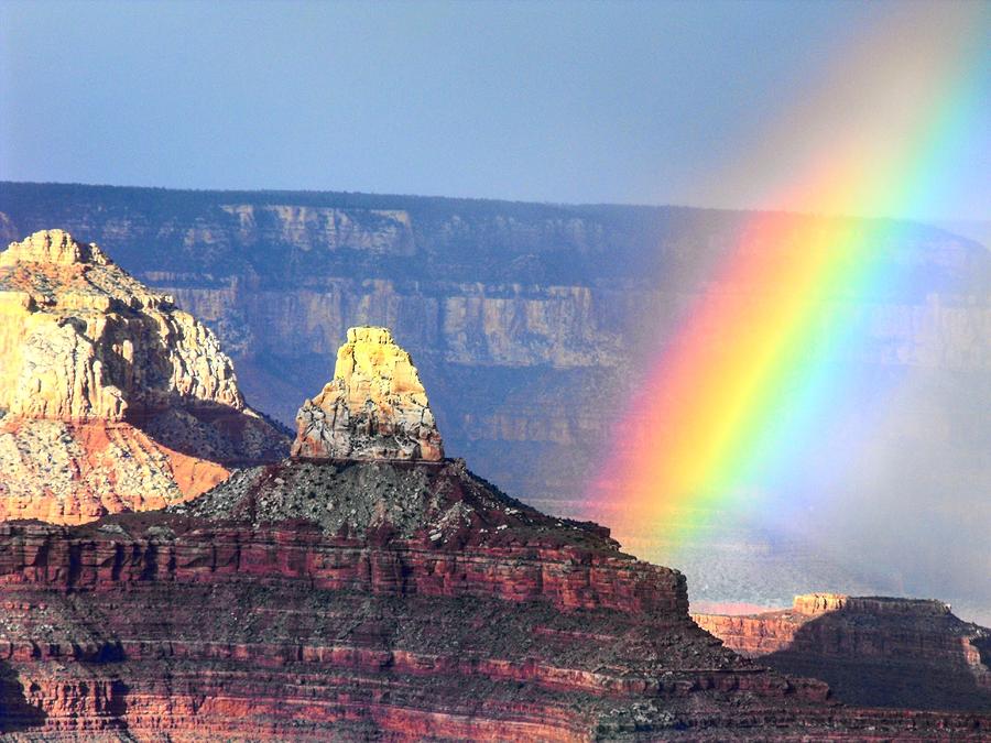 Rainbow Kisses the Grand Canyon Photograph by Michael Oceanofwisdom Bidwell