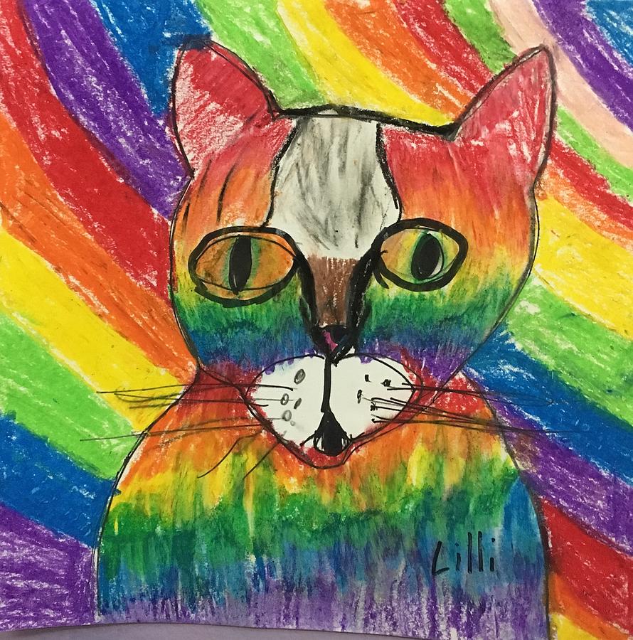 Rainbow kitty Pastel by Lillianna Orkwis - Fine Art America