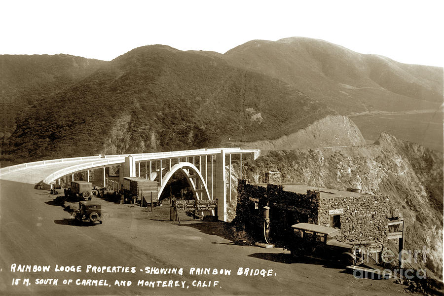 Bridge Photograph - Rainbow Lodge Properties Showing Rainbow Bridge AKA Bixby Bridge 1933 by Monterey County Historical Society