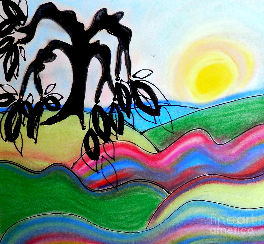 Rainbow landscape Pastel by Barbara Leigh Art