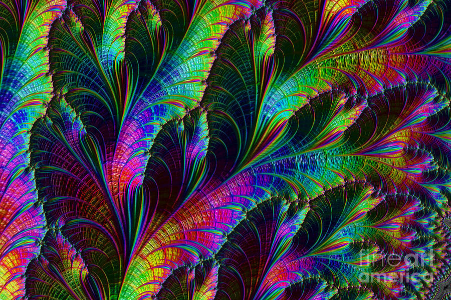 Abstract Digital Art - Rainbow Leaves by Steve Purnell