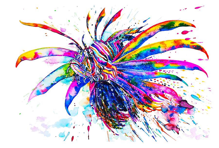 Rainbow Lionfish Painting by Zaira Dzhaubaeva