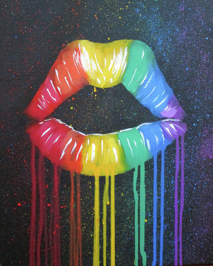 Rainbow Lips Painting