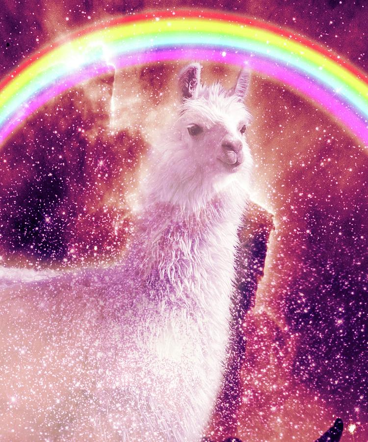 Rainbow Llama - Llama Spirit Digital Art by Random Galaxy