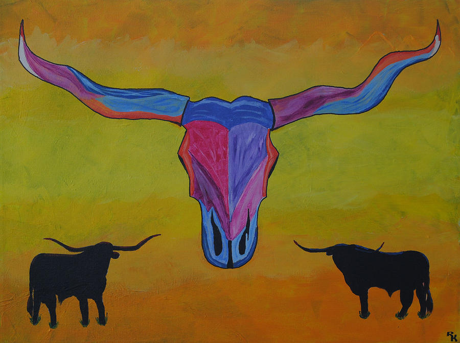 Rainbow Longhorn Painting By Robert Kelley Fine Art America