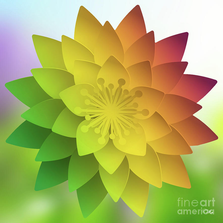 Rainbow Lotus Digital Art by Mo T