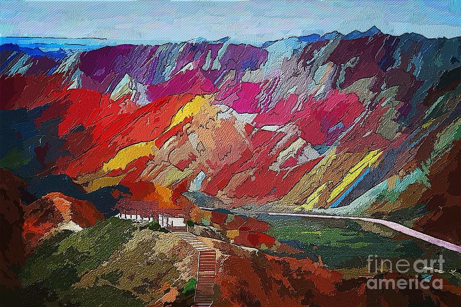 Rainbow-mountains Digital Art by Max Cooper