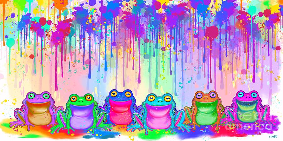 Rainbow of Painted Frogs Painting by Nick Gustafson
