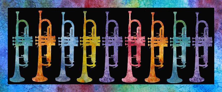 Trumpet Painting - Rainbow of Trumpets by Jenny Armitage