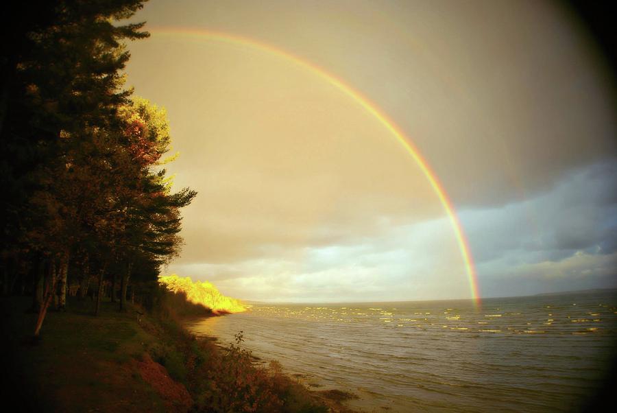 Rainbow on Lake Huron Michigan Photograph by Marysue Ryan