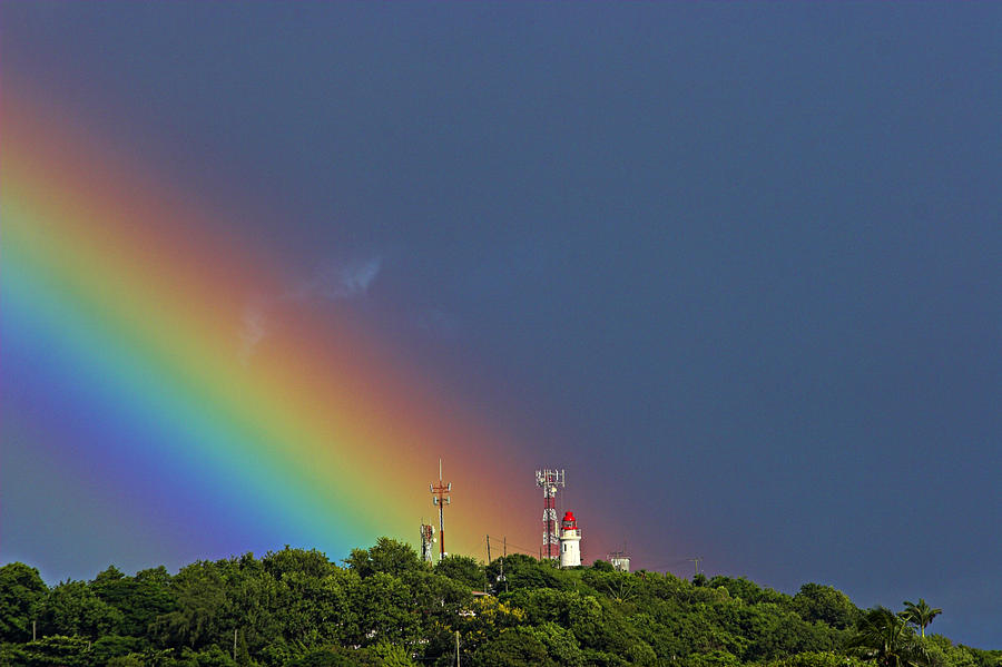 Rainbow on Lighthouse- St Lucia Photograph by Chester Williams
