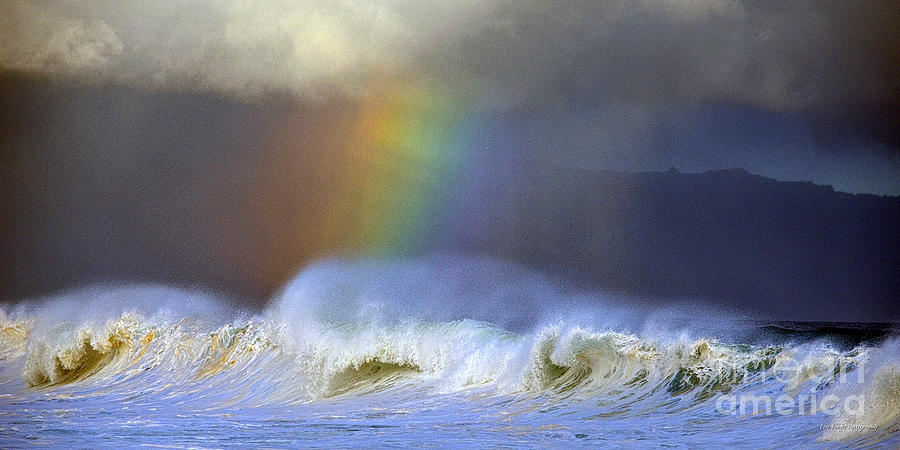 Rainbow On The Banzai Pipeline At The North Shore Of Oahu 2 to 1 Ratio Photograph by Aloha Art